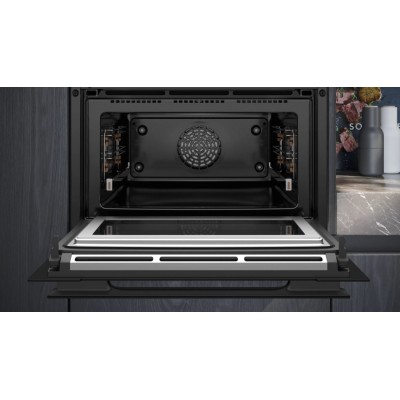 Kuchenka mikrofalowa z funkcją pyrolizy Siemens cm978gqb1 iQ700 do zabudowy h 45 cm czarna SL