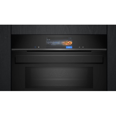 Kuchenka mikrofalowa z funkcją pyrolizy Siemens cm978gqb1 iQ700 do zabudowy h 45 cm czarna SL