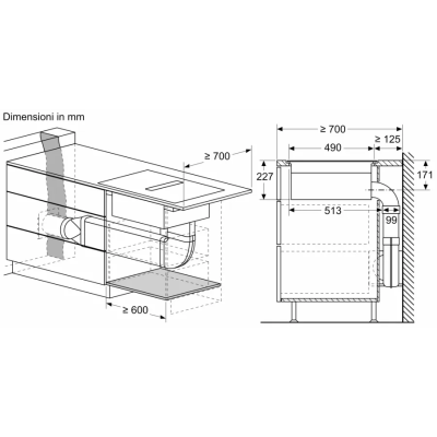 Siemens ed707fq25e iQ500 Induktionskochfeld mit integrierter Dunstabzugshaube 70 cm SL