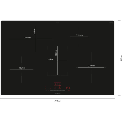 Siemens eh801hfb1e iQ300 placa de inducción 80 cm negro empotrado