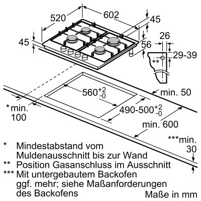 Siemens er6a6pb70d iQ700 table de cuisson à gaz 60 cm vitrocéramique noire