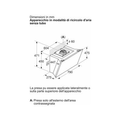 Siemens lc81jan60 iQ500 cappa inclinata a parete 80 cm vetro nero