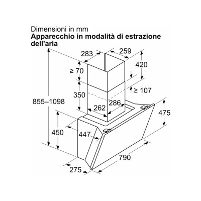 Hotte murale inclinée Siemens lc81kan60 iQ500 80 cm verre noir