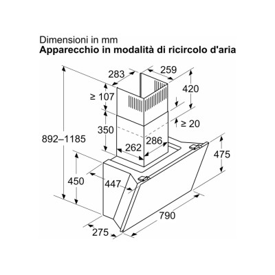 Hotte murale inclinée Siemens lc81kan60 iQ500 80 cm verre noir