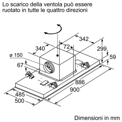 Siemens lr97caq50 iQ500 cappa a soffitto 90 cm acciaio inox