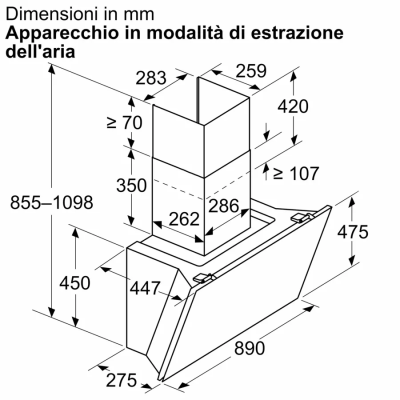 Siemens lc91klt65 iQ700 cappa inclinata a parete 90 cm vetro nero SL