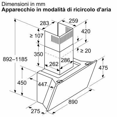 Siemens lc91klt65 iQ700 cappa inclinata a parete 90 cm vetro nero SL