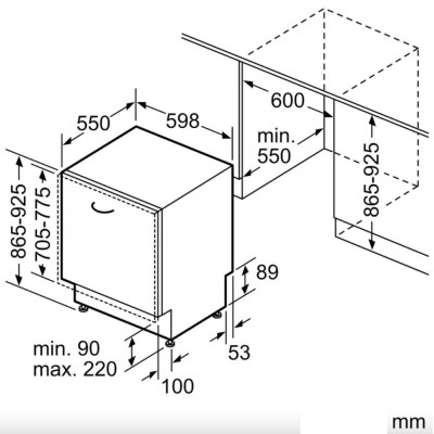 Siemens sx65zx07ce iQ500 Geschirrspüler eingebaut, völlig verschwindend, 60 cm