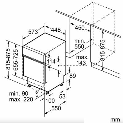 Siemens sr53es24ke iQ300 Geschirrspüler 45 cm eingebaut teilweises Verschwinden