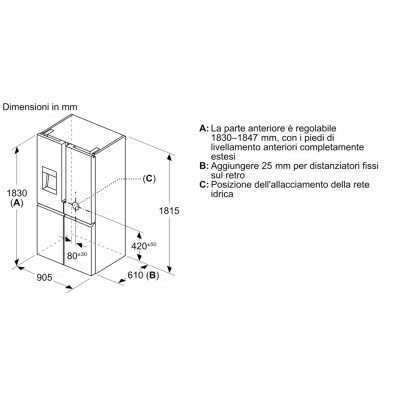 Réfrigérateur pose libre Siemens kf96dppea iQ500 91 cm h 183 acier inoxydable