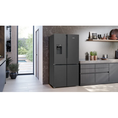 Lodówka wolnostojąca Siemens kf96dpxea iQ700 91 cm h 183 cm ze stali nierdzewnej w kolorze czarnym