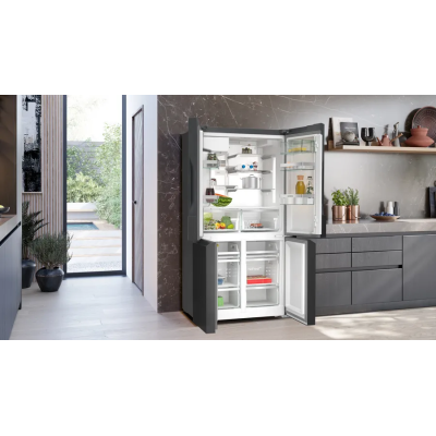Lodówka wolnostojąca Siemens kf96dpxea iQ700 91 cm h 183 cm ze stali nierdzewnej w kolorze czarnym