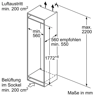 Siemens ki85nnfe0 iQ100 Einbaukühlschrank H 177 cm