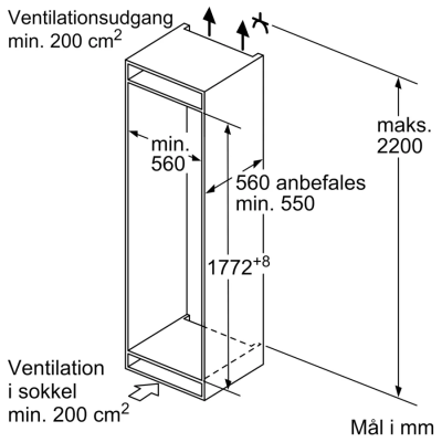 Frigorífico empotrado Siemens ki87vnse0 iQ100 congelador h 178 cm