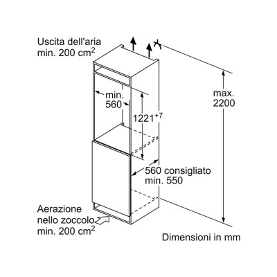 Siemens ki42lnse0 iQ100 frigorifero + congelatore monoporta h 122 cm da incasso