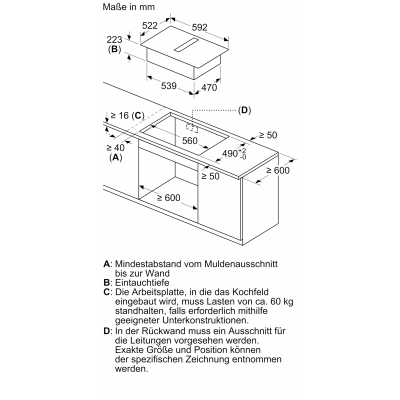 Neff v56fhq4l0 N70 induktionskochfeld mit integrierter dunstabzugshaube 60 cm