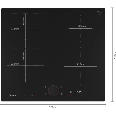 Neff t66pye4c0 N90 induction hob 60 cm black wire top