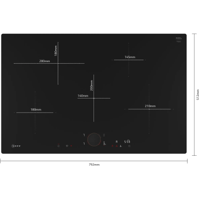 Neff t58pyf4c0 N90 induction hob 80 cm black wire top