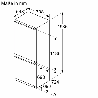 Neff kb7966fe0 N70 eingebauter kombinierter Kühlschrank 70 cm h 194