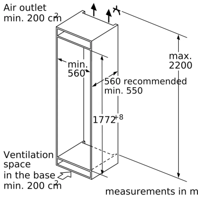 Neff ki8815od0 N90 Einbaukühlschrank mit einer Tür, H 178 cm