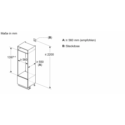 Neff ki8516de0 N90 Einbaukühlschrank mit einer Tür, H 140 cm