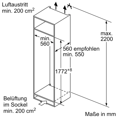 Neff ki2826dd0 N70 Einbau-Kühl-Gefrierkombination mit einer Tür, H 178 cm