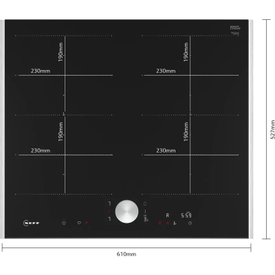 Neff t66ttx4l0 N90 induction hob 60 cm black with stainless steel frame