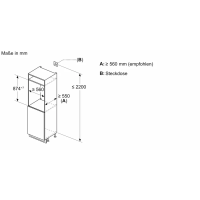 Neff ki2222fe0 N50 frigorifero con congelatore da incasso h 88 cm