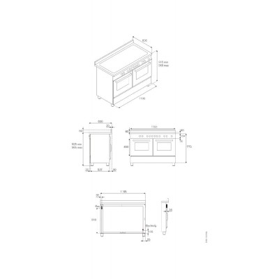 Bertazzoni her126g2ext 120cm stainless steel countertop cooker