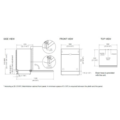 Bertazzoni dw60s3iapsc professioneller Geschirrspüler eingebaut, völlig verschwindend, 60 cm