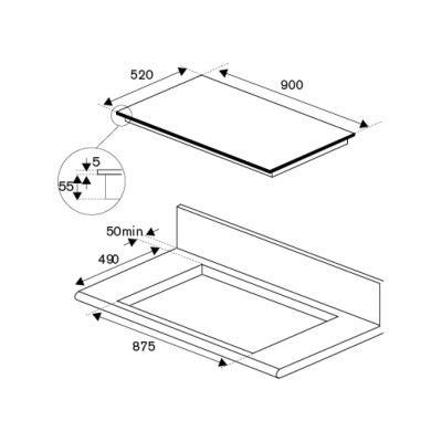 Bertazzoni p905i2m30nvs 90cm Induktionskochfeld Glaskeramik schwarz