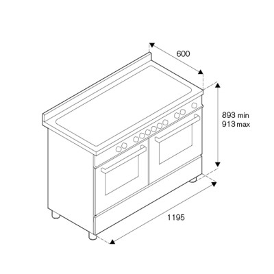 Cuisinière à induction de comptoir en acier inoxydable Bertazzoni pro125i2ext 120 cm