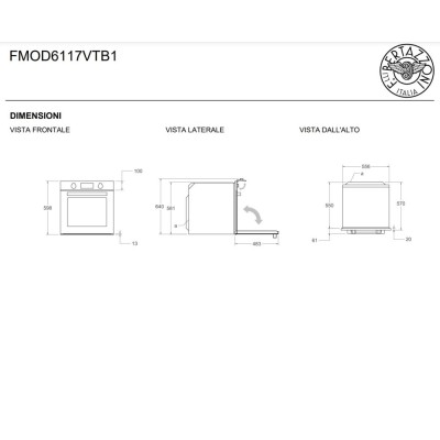 Horno combinado de vapor de empotrar Bertazzoni fmod6117vtb1 de 60 cm