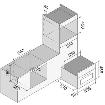 Ilve 645nhsw1 Einbau-Dampfgarer, Mikrowelle und Umluftofen, H45 cm