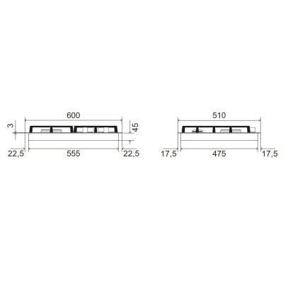 Ilve hcs30k Domino-Gaskochfeld 28 cm Edelstahl