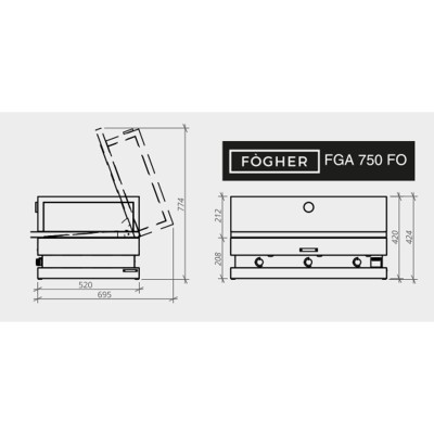 Fògher fga 750 fo barbecue with legs 80 cm black