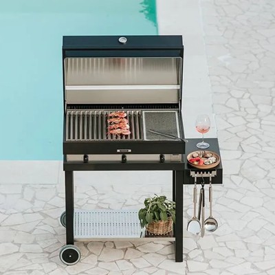 Fògher fga 750 fo barbecue con gambe 80 cm nero