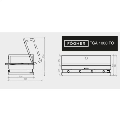Barbacoa con patas Fògher fga 1000 fo 105 cm negra