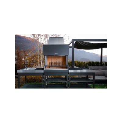Fògher ffp 950 fks 010 cheminée avec grille et pieds tubulaires 95 cm