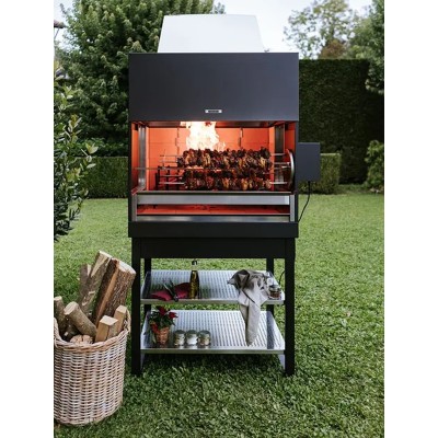 Fògher ffp 950 fks 010 cheminée avec grille et pieds tubulaires 95 cm