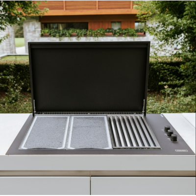 Fògher fgb 750 Einbaugrill mit Deckel 96 cm schwarz