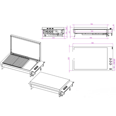 Barbecue encastrable avec couvercle Fògher fgb 750 96 cm noir