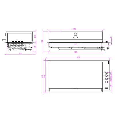 Fògher fgb 1000 fo Barbecue coperchio da incasso 120 cm nero