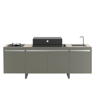 Cuisine d'extérieur monobloc Fògher Agher 240 cm sauge antique