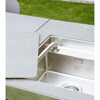 Fògher Agher Außenküche Monoblock J.Bastianich 240 cm Edelstahl