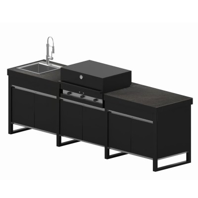 Fògher lares outdoor kitchen 3 modules 283 cm black mdi