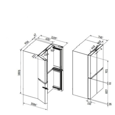 Liebherr mbsddi 9028 90cm freistehende Kühl-Gefrierkombination aus Edelstahl