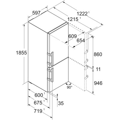 Liebherr sbnsdd 526i 60cm wolnostojąca lodówka-zamrażarka ze stali nierdzewnej
