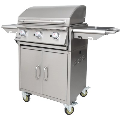Plancha à gaz Bull GPL avec chariot en acier inoxydable