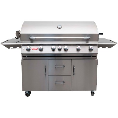 Bull Diablo methane barbecue with trolley, rotisserie and back burner
